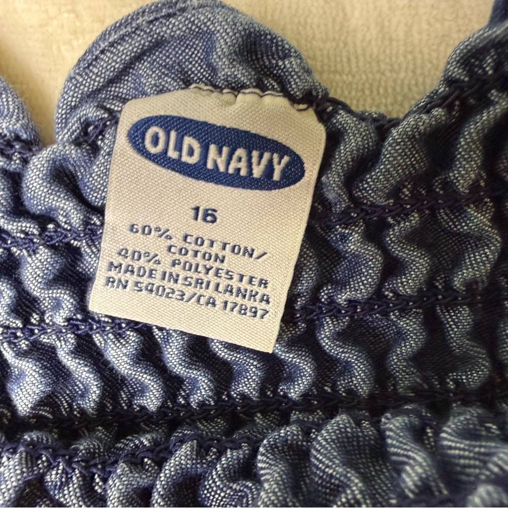Old Navy Blue Smocked Ruffle Cami with Tie Straps - Picture 3 of 4